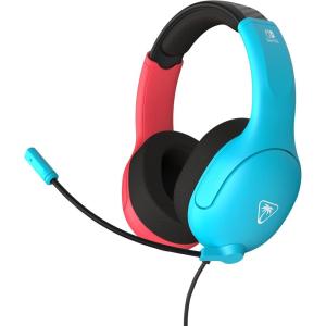 Turtle Beach Airlite Fit Wired Gaming Headset: Officially Licensed for Nintendo Switch, Nintendo Switch 2/Lite/OLED Model – Flip-to-Mute Mic, Over-Ear Comfort Cushions, 40mm Speakers – Neon Blue & Red(Neon Blue & Red)
