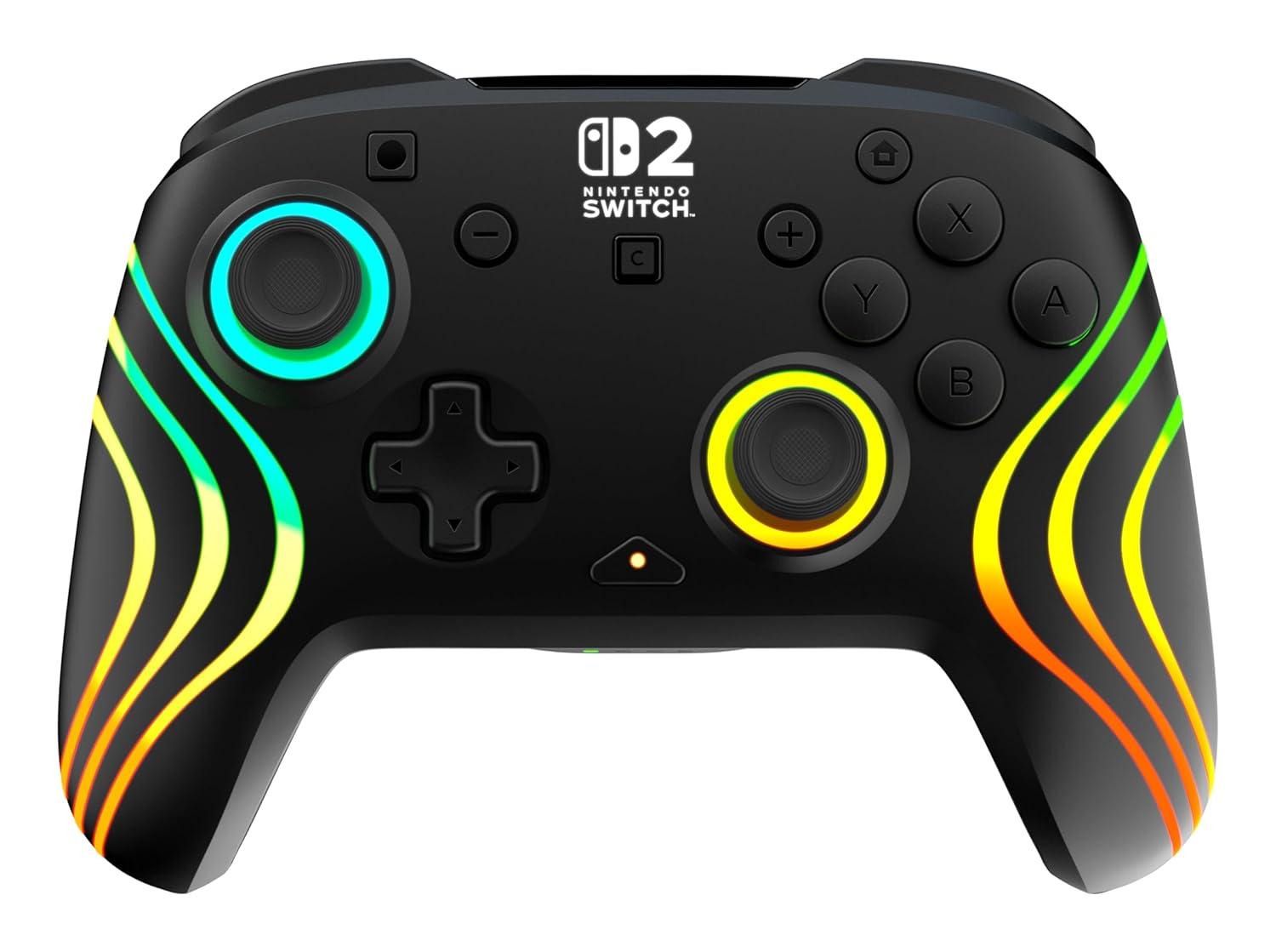 imageTurtle Beach Afterglow Wave Wireless RGB Gaming Controller Officially Licensed for Nintendo Switch 2 Nintendo SwitchSwitch LiteOLED TMR Thumbsticks Customizable Lighting BlackBlack