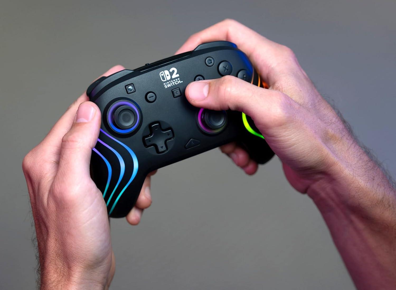 imageTurtle Beach Afterglow Wave Wireless RGB Gaming Controller Officially Licensed for Nintendo Switch 2 Nintendo SwitchSwitch LiteOLED TMR Thumbsticks Customizable Lighting BlackBlack