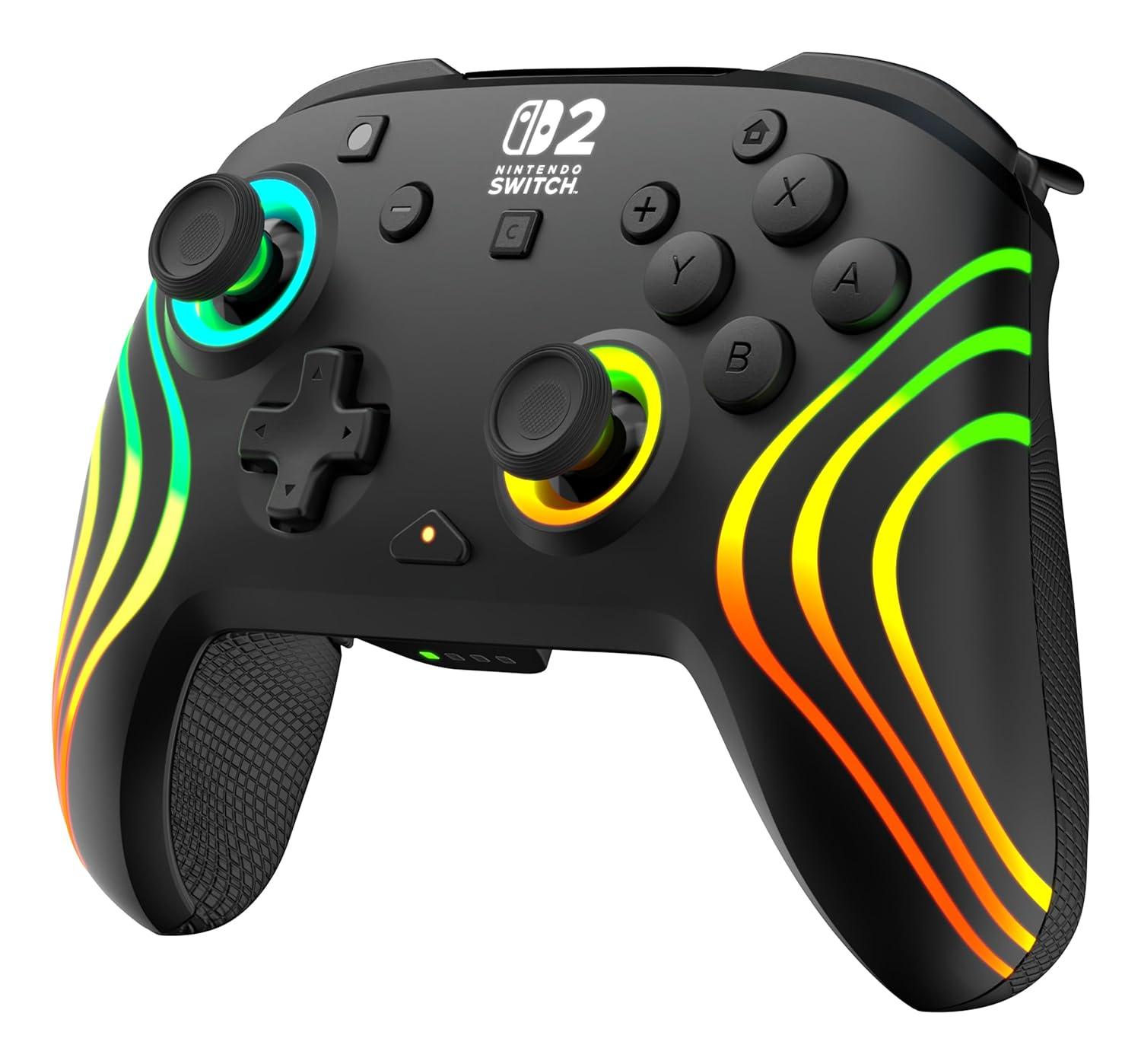 imageTurtle Beach Afterglow Wave Wireless RGB Gaming Controller Officially Licensed for Nintendo Switch 2 Nintendo SwitchSwitch LiteOLED TMR Thumbsticks Customizable Lighting BlackBlack