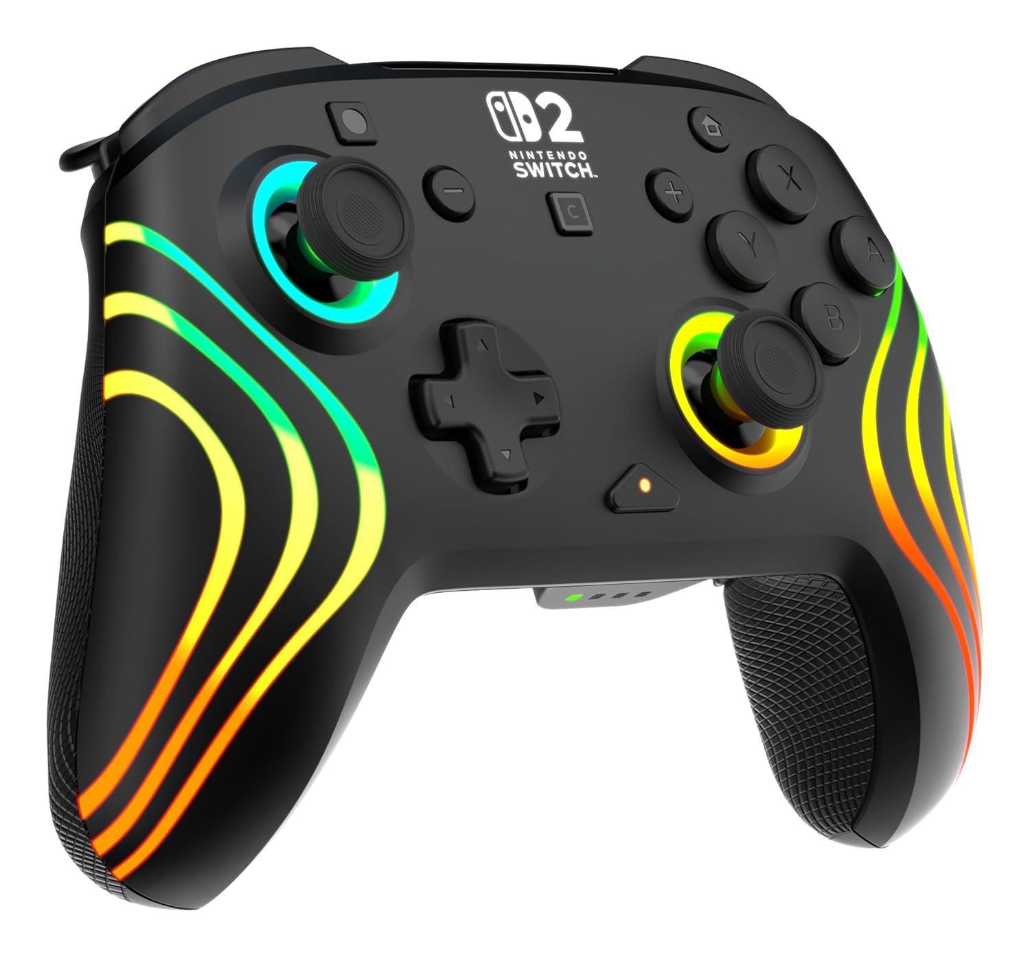 imageTurtle Beach Afterglow Wave Wireless RGB Gaming Controller Officially Licensed for Nintendo Switch 2 Nintendo SwitchSwitch LiteOLED TMR Thumbsticks Customizable Lighting BlackBlack