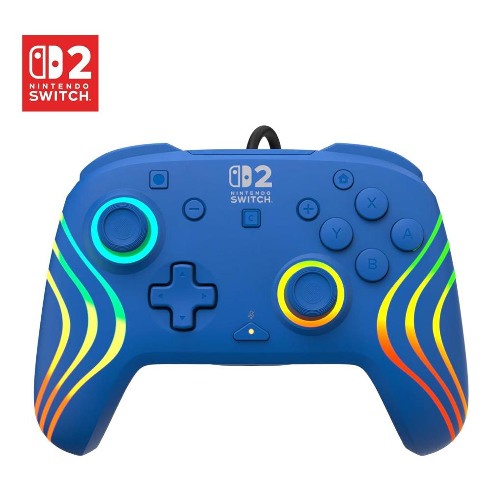 imageTurtle Beach Afterglow Wave Wired RGB Gaming Controller  Officially Licensed for Nintendo Switch 2 Nintendo SwitchSwitch LiteOLED  HallEffect Thumbsticks Customizable Lighting  BlueBlue