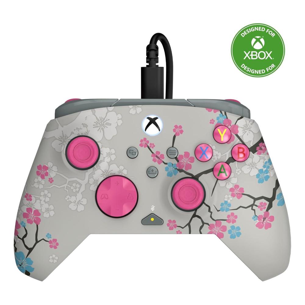 imageTurtle Beach Rematch Advanced Wired Gaming Controller Licensed for Xbox Series XS Xbox One Windows PC  Glow Remappable Buttons Hair Triggers Audio Controls Impulse Triggers  Cherry BlossomCherry Blossom
