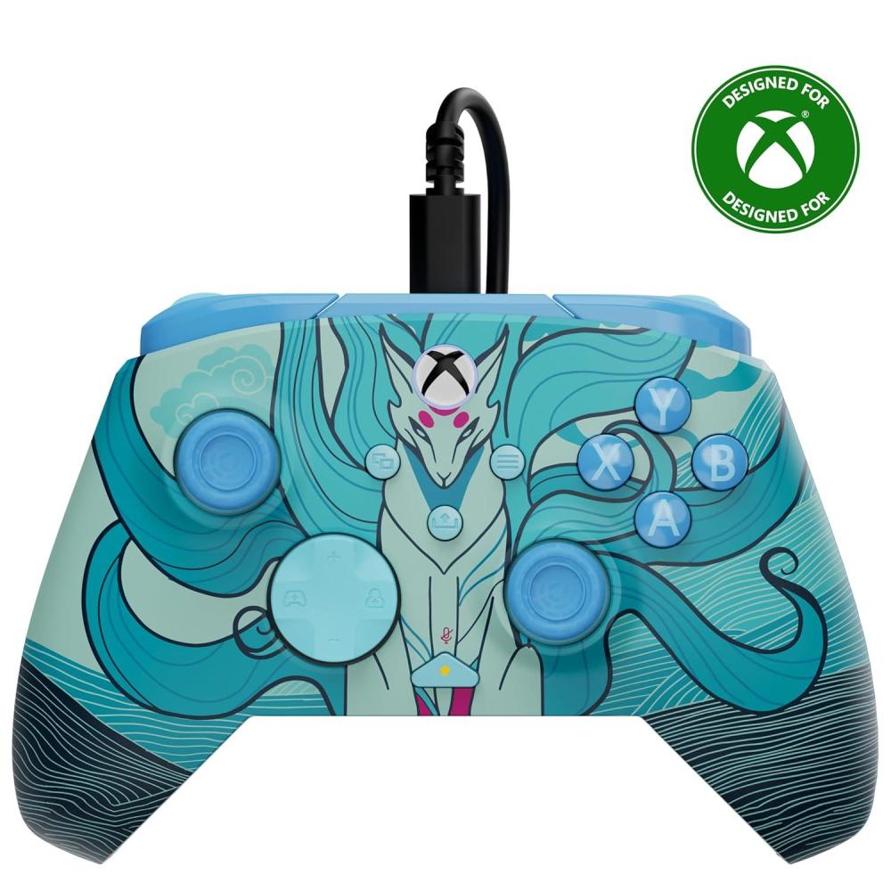 imageTurtle Beach Rematch Advanced Wired Gaming Controller Licensed for Xbox Series XS Xbox One Windows PC  Glow Remappable Buttons Hair Triggers Audio Controls Impulse Triggers  Cherry BlossomBlue Kitsune