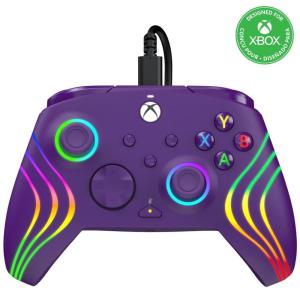 PDP Gaming Afterglow Wave Enhanced Wired Controller for Xbox Series X|S, Xbox One, Windows 10/11 PC, Advanced Programmable Gamepad, Customizable Lighting, Licensed by Microsoft, Companion App: Black(Purple)