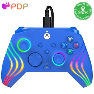 PDP Gaming Afterglow Wave Enhanced Wired Controller for Xbox Series X|S, Xbox One, Windows 10/11 PC, Advanced Programmable Gamepad, Customizable Lighting, Licensed by Microsoft, Companion App: Black(Blue)