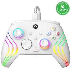 PDP Gaming Afterglow Wave Enhanced Wired Controller for Xbox Series X|S, Xbox One, Windows 10/11 PC, Advanced Programmable Gamepad, Customizable Lighting, Licensed by Microsoft, Companion App: Black(Wave White)