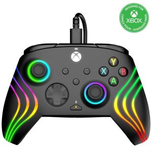 PDP Gaming Afterglow Wave Enhanced Wired Controller for Xbox Series X|S, Xbox One, Windows 10/11 PC, Advanced Programmable Gamepad, Customizable Lighting, Licensed by Microsoft, Companion App: Black(Wave Black)
