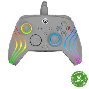 Turtle Beach Afterglow Wave Wired RGB Gaming Controller – Licensed for Xbox Series X|S, Xbox One & Windows PCs – Mappable Buttons, Hall-Effect Hair Triggers, Companion App – Grey(Grey)