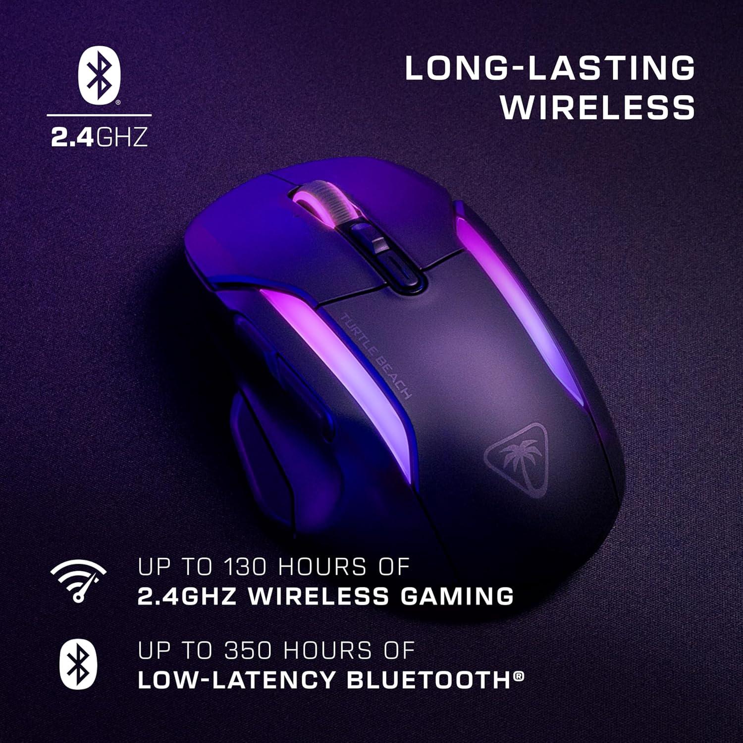 imageTurtle Beach Burst II Air Wireless Gaming Mouse 47g Ultra Lightweight Optical Switches 26000 DPI Optical Sensor 120hour Rechargeable Battery Symmetrical Design Bluetooth USBC Cable BlackAsh Black