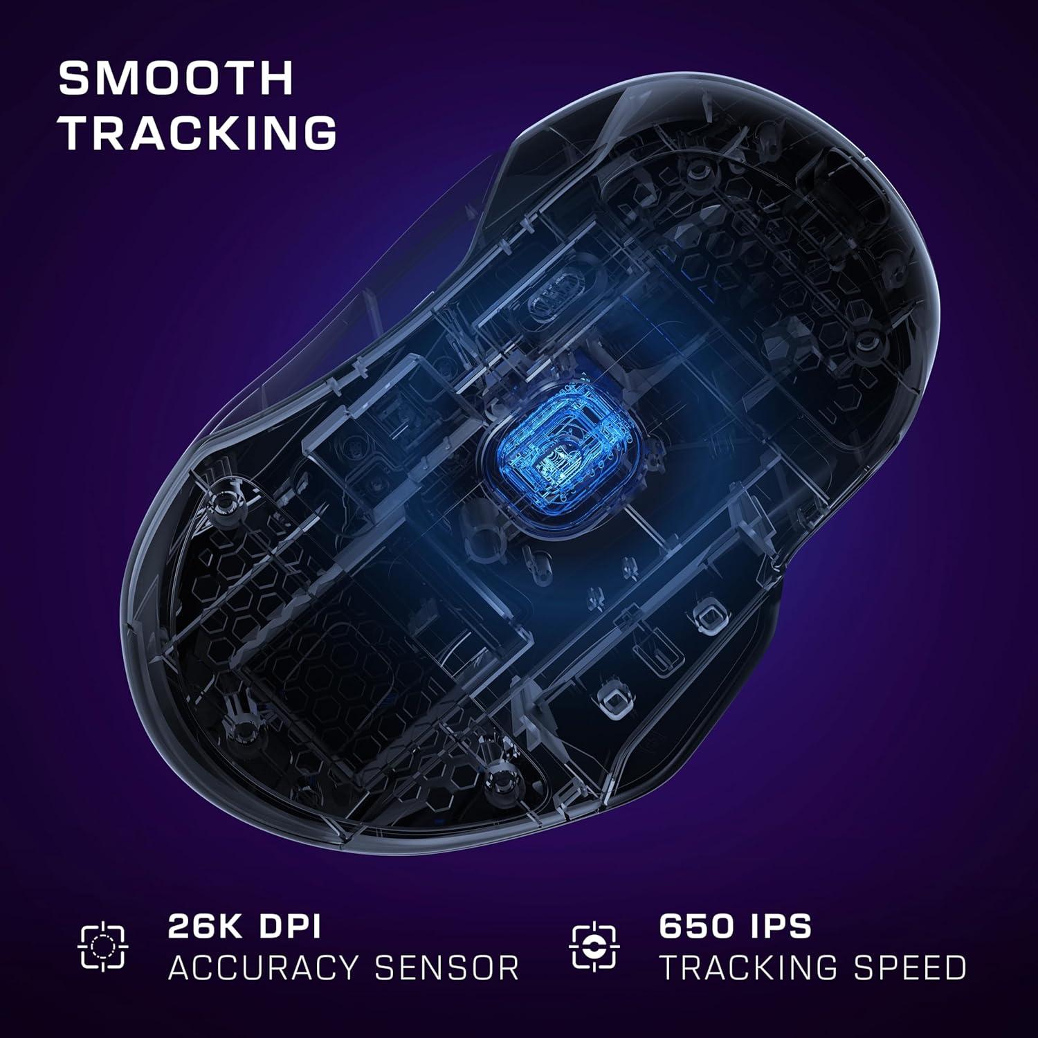 imageTurtle Beach Burst II Air Wireless Gaming Mouse 47g Ultra Lightweight Optical Switches 26000 DPI Optical Sensor 120hour Rechargeable Battery Symmetrical Design Bluetooth USBC Cable BlackAsh Black