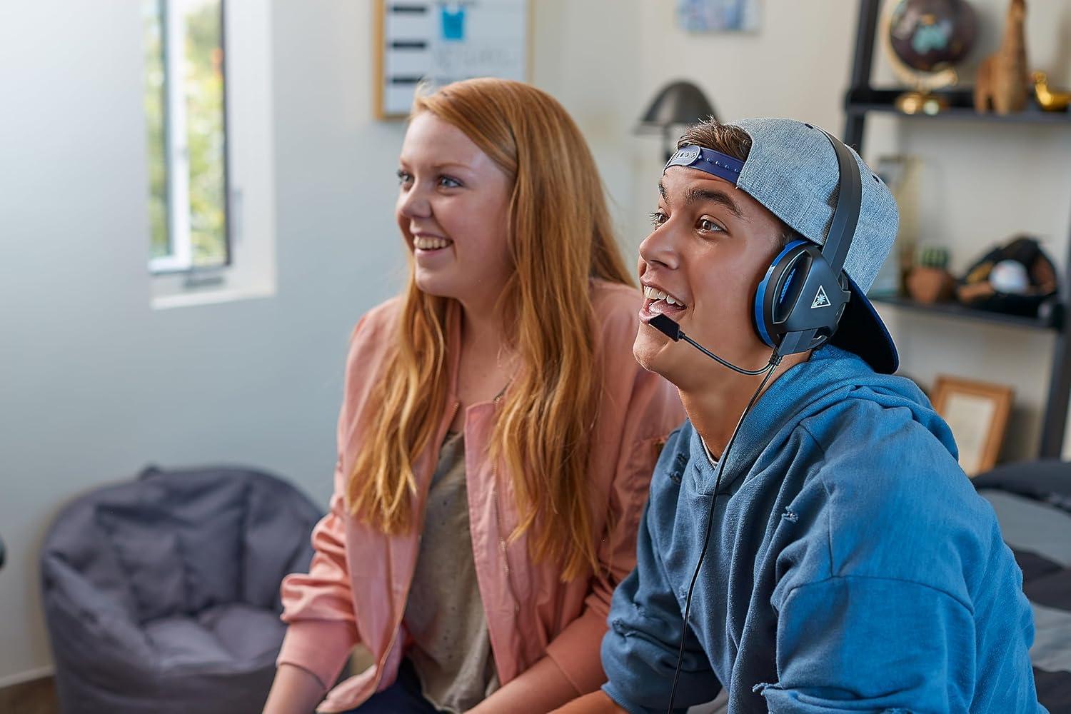 imageTurtle Beach Recon Chat PlayStation Headset PS5 PS4 Xbox Series X Xbox Series S Xbox One Mobile amp PC with 35mm Glasses Friendly HighSensitivity Mic BlackBlueBlack