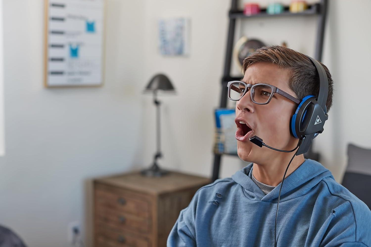 imageTurtle Beach Recon Chat PlayStation Headset PS5 PS4 Xbox Series X Xbox Series S Xbox One Mobile amp PC with 35mm Glasses Friendly HighSensitivity Mic BlackBlueBlack