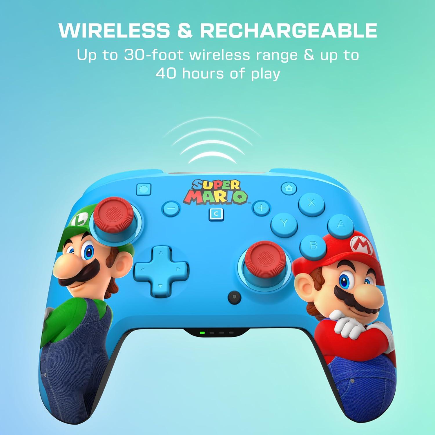imageTurtle Beach Rematch Wireless Controller Mario amp Luigi Officially Licensed for Nintendo Switch 2 Nintendo Switch TMR Thumbsticks Customizable RGB Rechargeable BatteryMario Luigi Blue