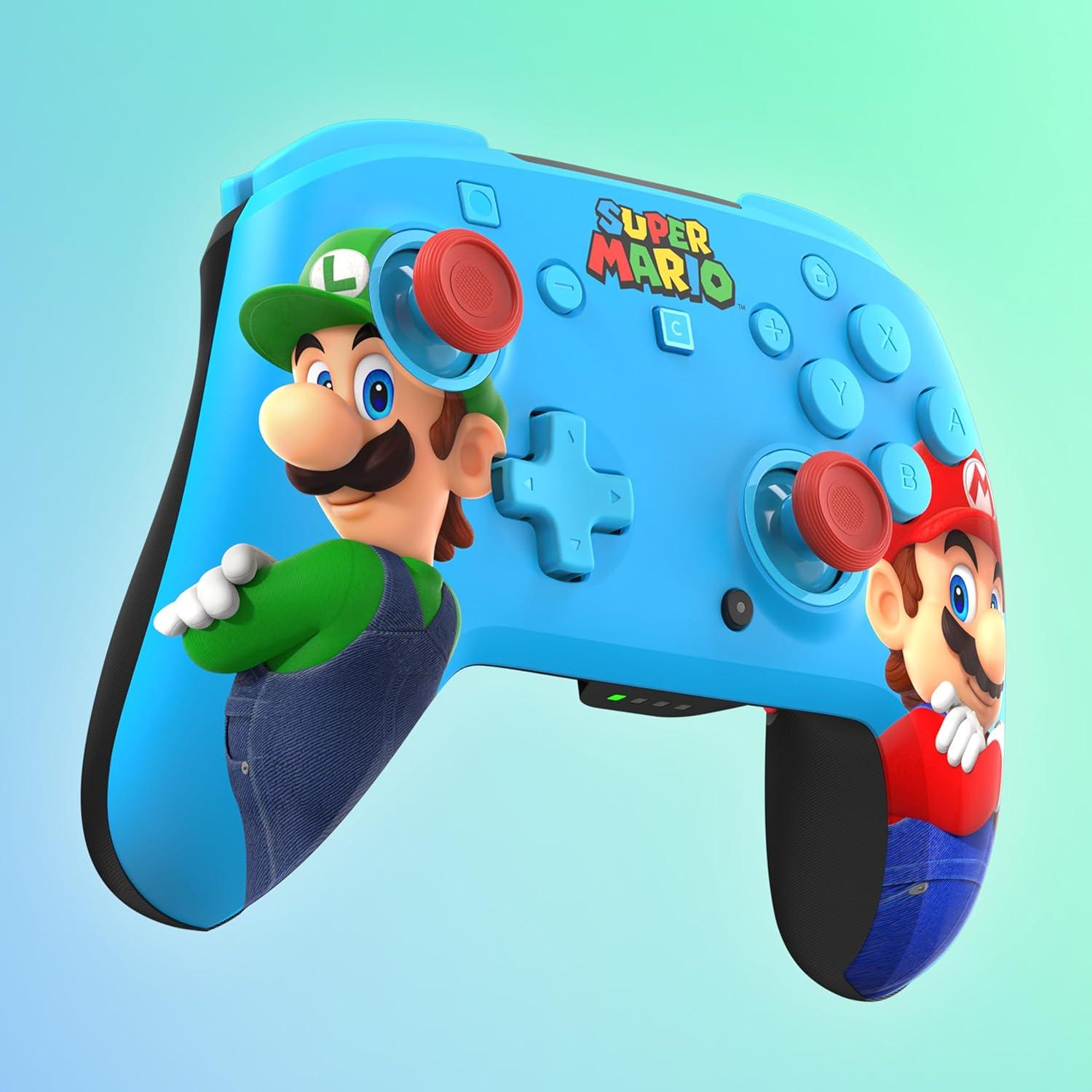 imageTurtle Beach Rematch Wireless Controller Mario amp Luigi Officially Licensed for Nintendo Switch 2 Nintendo Switch TMR Thumbsticks Customizable RGB Rechargeable BatteryMario Luigi Blue