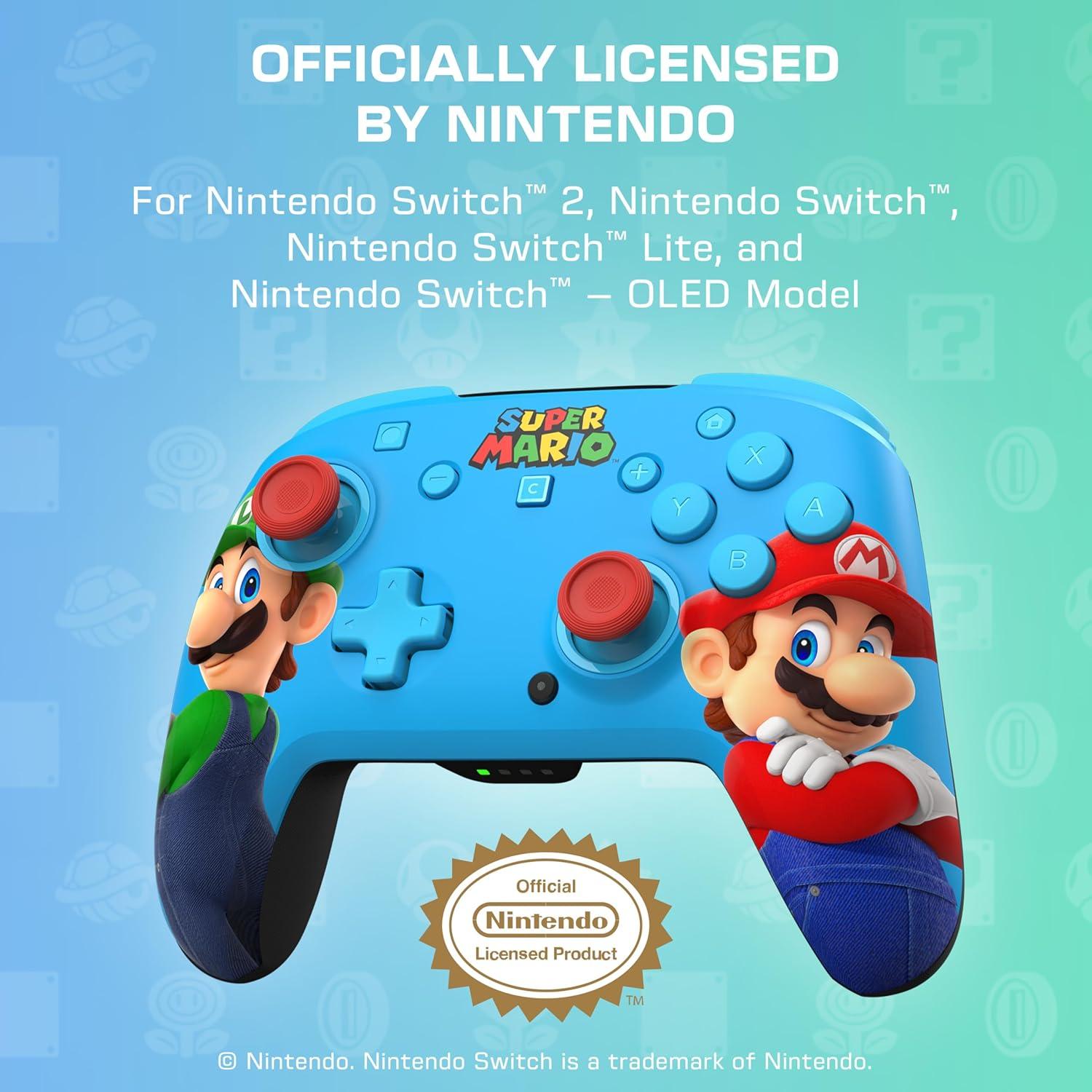 imageTurtle Beach Rematch Wireless Controller Mario amp Luigi Officially Licensed for Nintendo Switch 2 Nintendo Switch TMR Thumbsticks Customizable RGB Rechargeable BatteryMario Luigi Blue