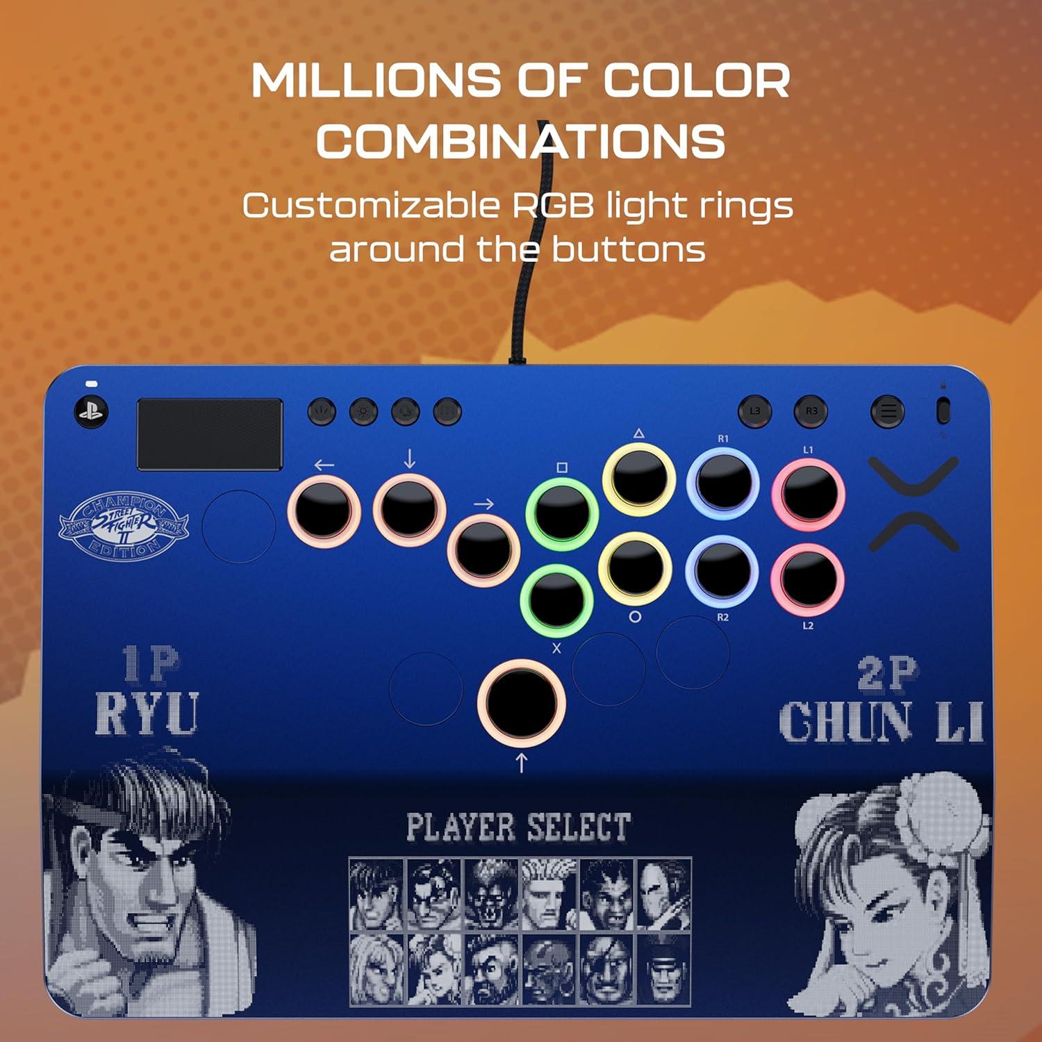 imageTurtle Beach Victrix Pro KO Leverless Fight Stick Street Fighter II Champion Edition Capcom and PlayStation Officially Licensed for PS4 PS5 PC HotSwappable RGB Switches Ergonomic