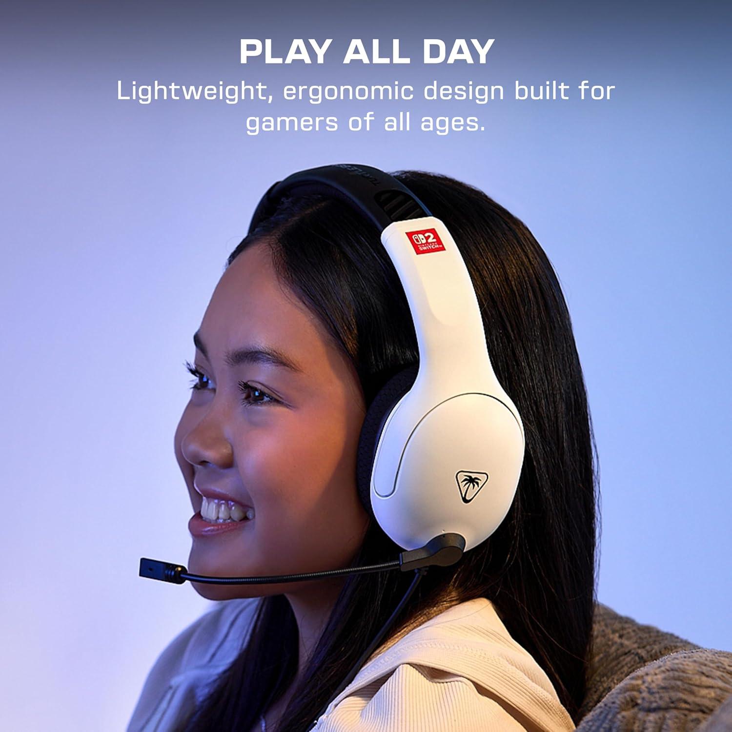 imageTurtle Beach Airlite Fit Wired Gaming Headset Mario Star Officially Licensed for Nintendo Switch 2 Nintendo Switch Durable LightweightBlack and White