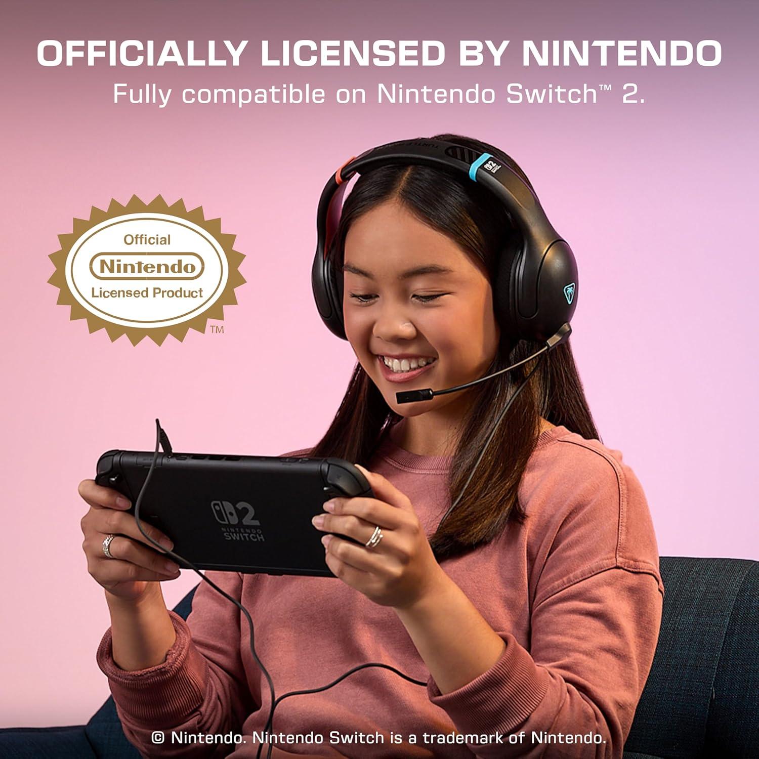 imageTurtle Beach Airlite Fit Wired Gaming Headset Mario Star Officially Licensed for Nintendo Switch 2 Nintendo Switch Durable LightweightCharcoal RedBlue