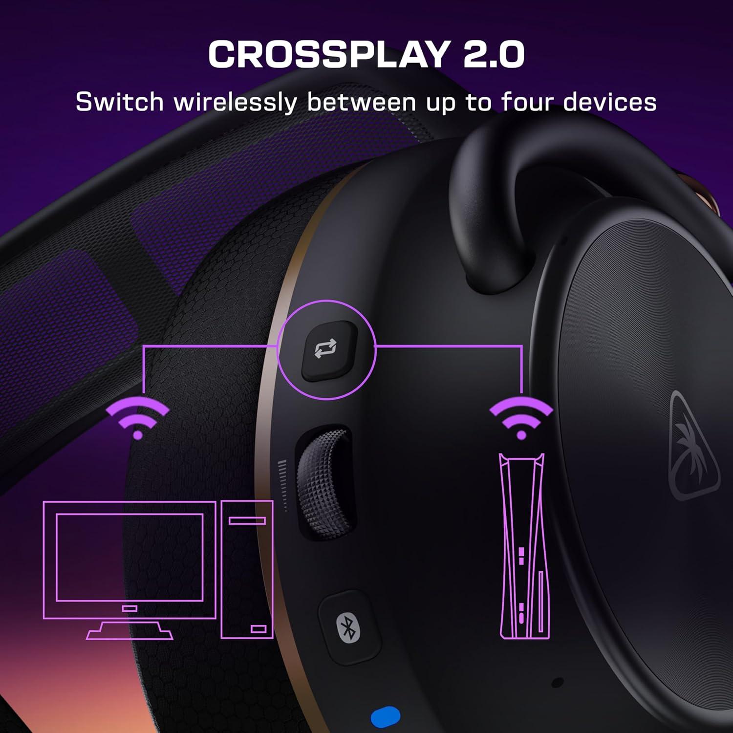 imageTurtle Beach Stealth Pro II Premium Multiplatform Wireless Gaming Headset for PC PlayStation 5 PS4 HiRes 24bit Audio Noise Cancellation Rechargeable Battery Bluetooth Boom Mic Black