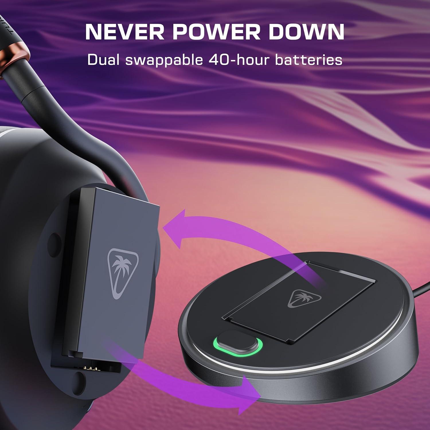 imageTurtle Beach Stealth Pro II Premium Multiplatform Wireless Gaming Headset for PC PlayStation 5 PS4 HiRes 24bit Audio Noise Cancellation Rechargeable Battery Bluetooth Boom Mic Black