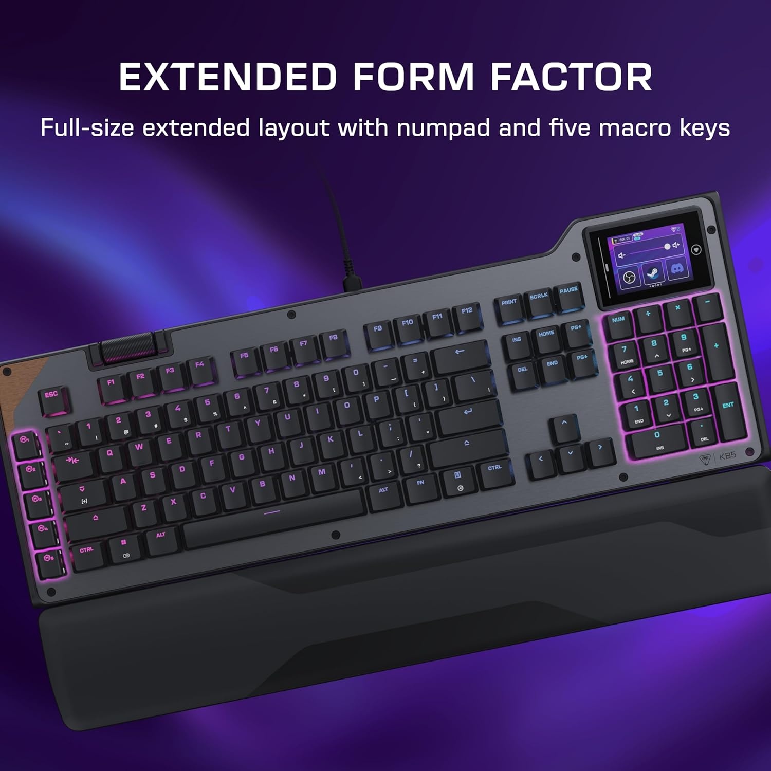 imageTurtle Beach Command Series KB7 TKL Wired Gaming Keyboard 43 Touchscreen Command Display Titan LowProfile Hall Effect Switches Double Shot PBT Keycaps True 8K Polling PerKey RGB LightingKB5 Keyboard
