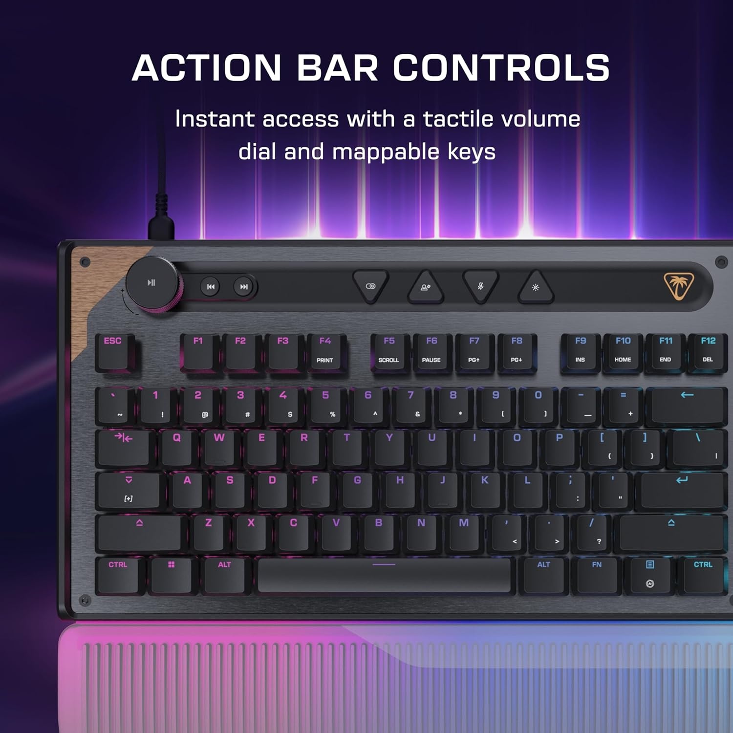 imageTurtle Beach Command Series KB7 TKL Wired Gaming Keyboard 43 Touchscreen Command Display Titan LowProfile Hall Effect Switches Double Shot PBT Keycaps True 8K Polling PerKey RGB LightingKB7 Keyboard
