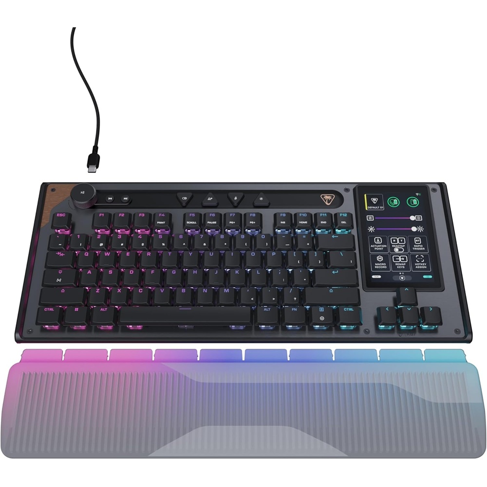 imageTurtle Beach Command Series KB7 TKL Wired Gaming Keyboard 43 Touchscreen Command Display Titan LowProfile Hall Effect Switches Double Shot PBT Keycaps True 8K Polling PerKey RGB LightingKB7 Keyboard