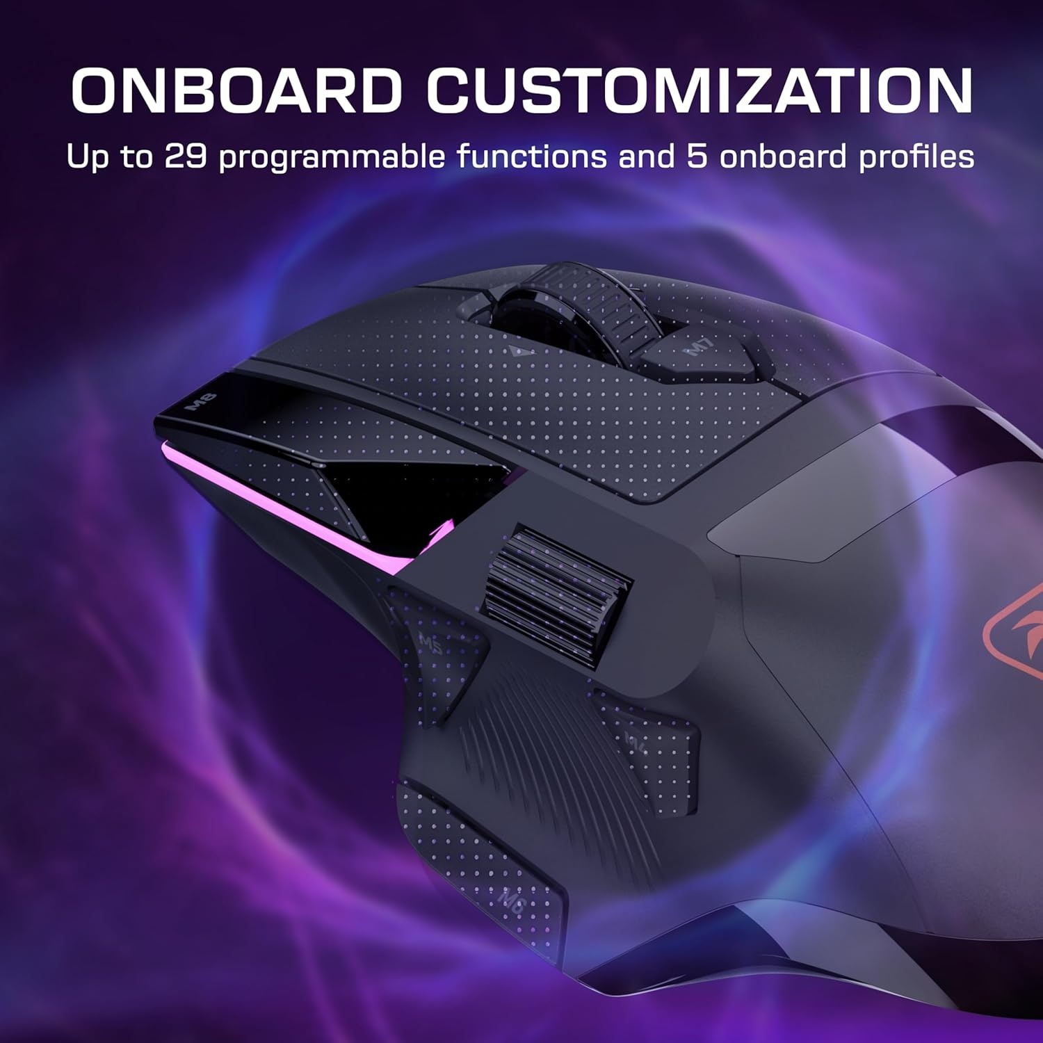 image:imageTurtle Beach Command Series MC7 Wireless Gaming Mouse BuiltIn Touchscreen Command Display True 8K Polling OwlEye 30K DPI Optical Sensor TriMode Connectivity Titan Optical Switches Charge DockMC5 Wireless Mouse