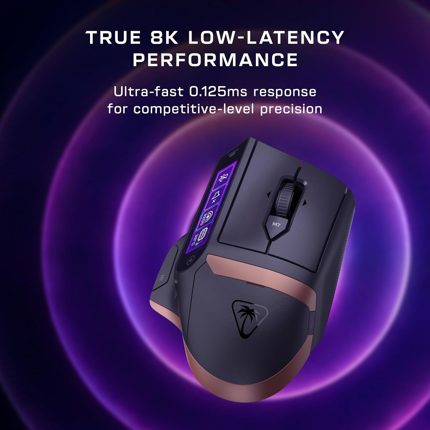 image:imageTurtle Beach Command Series MC7 Wireless Gaming Mouse BuiltIn Touchscreen Command Display True 8K Polling OwlEye 30K DPI Optical Sensor TriMode Connectivity Titan Optical Switches Charge DockMC7 Wireless Mouse