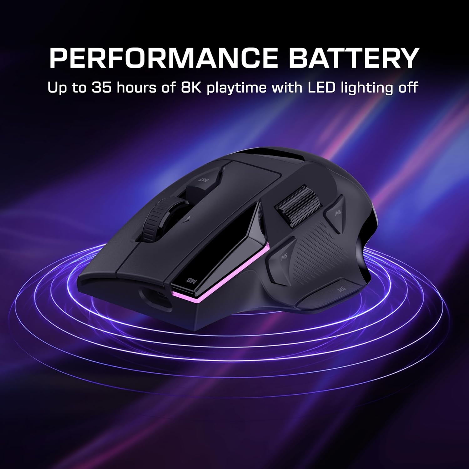 image:imageTurtle Beach Command Series MC7 Wireless Gaming Mouse BuiltIn Touchscreen Command Display True 8K Polling OwlEye 30K DPI Optical Sensor TriMode Connectivity Titan Optical Switches Charge DockMC5 Wireless Mouse