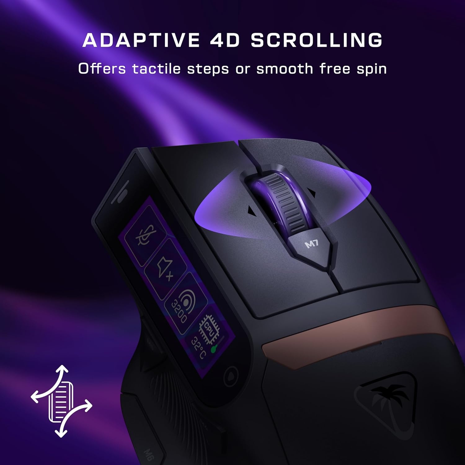 image:imageTurtle Beach Command Series MC7 Wireless Gaming Mouse BuiltIn Touchscreen Command Display True 8K Polling OwlEye 30K DPI Optical Sensor TriMode Connectivity Titan Optical Switches Charge DockMC7 Wireless Mouse